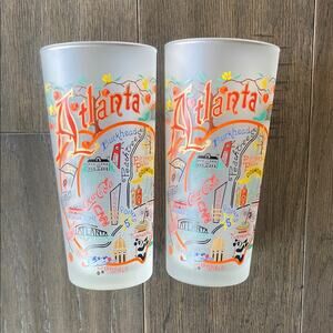 CATSTUDIO Atlanta Themed Frosted Glasses Set of 2